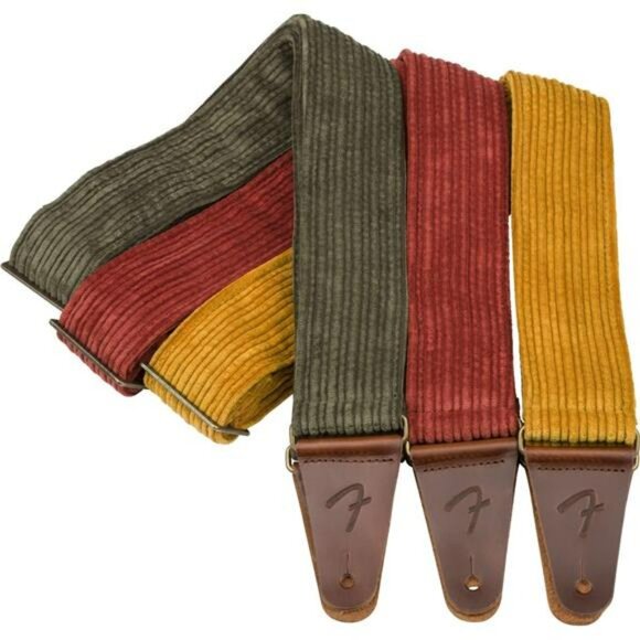 Corduroy Guitar Strap Adjustable 2 Inch Blaze Gold for Electric Acoustic - Picture 3 of 4